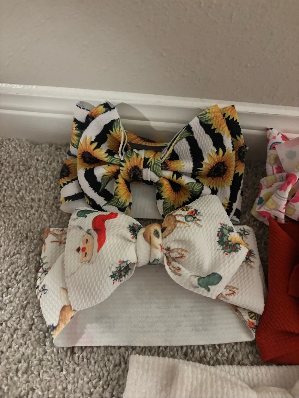 Kids Bow Headband Set - White, Orange, Floral & Sunflower